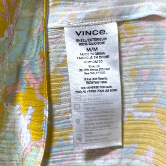 🅽🅴🆆 Vince Lotus Ruched Dolman Sleeve Silk Floral Short-Sleeve Blouse, M - Picture 8 of 17